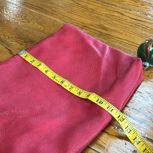 Free People red faux pebble leather travel zip bag. Red. Approximately 11”X14”. - Picture 12 of 12